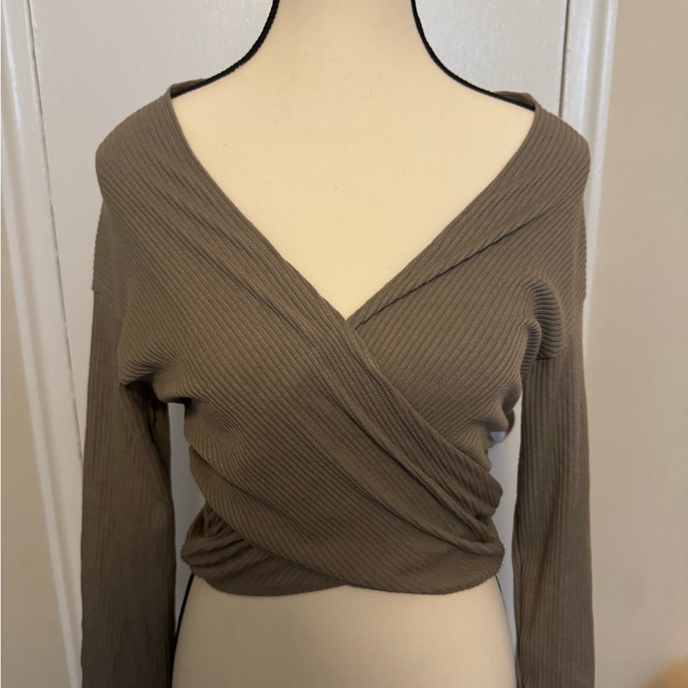 Elegant Olive Green Wrap Top